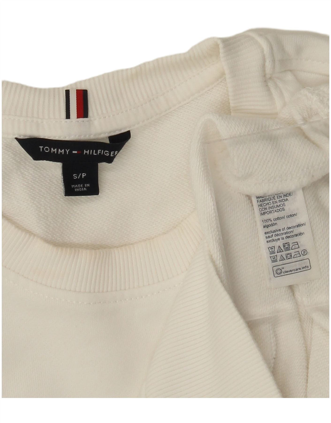 Tommy Hilfiger Felpa grafica da uomo Maglione piccolo cotone bianco