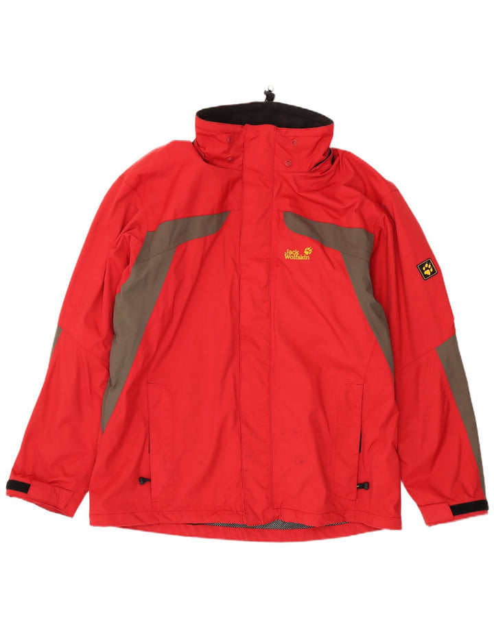 Giacca antipioggia da uomo Jack Wolfskin UK 48 2XL Poliammide color block rosso