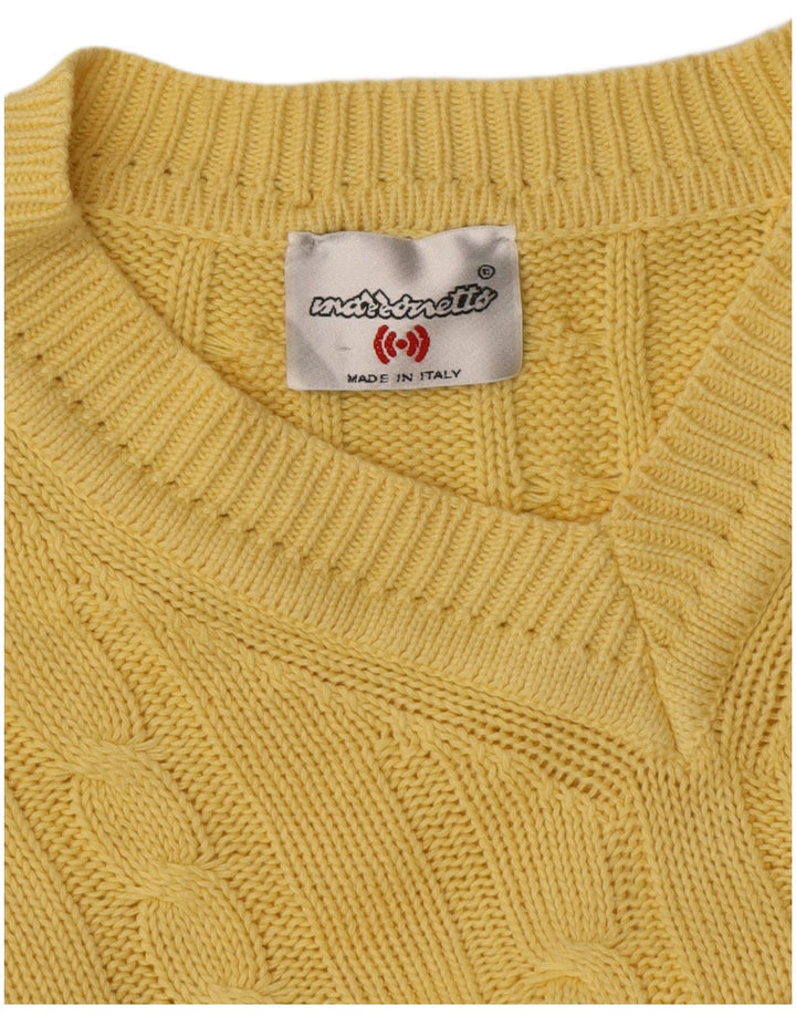 Maglione Maglione Uomo Scollo V Mazzonetto Cotone Giallo Medio