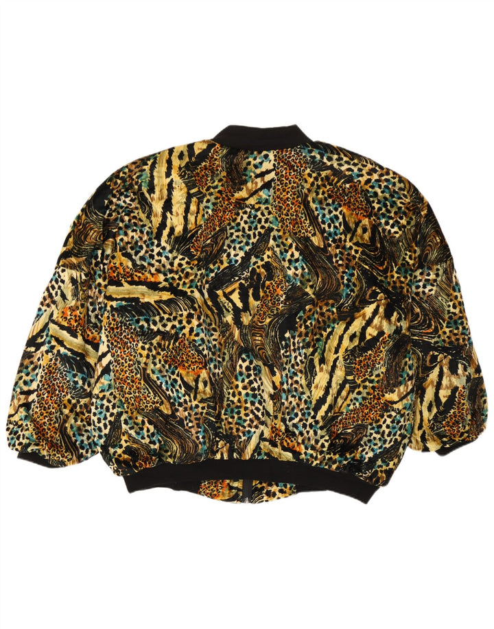 Giubbotto bomber da donna vintage UK 14 stampa animale multicolore media