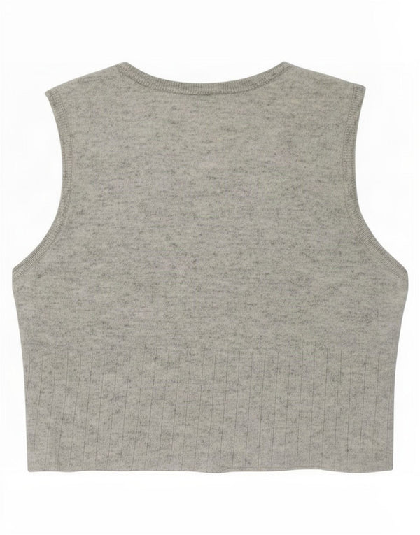 Canotta corta da donna Sisley UK 10 piccola lana grigia