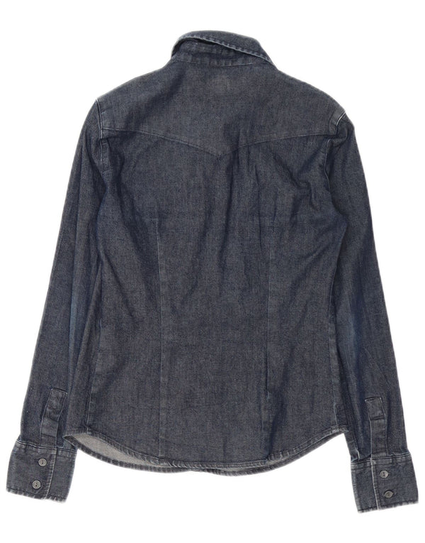 CALVIN KLEIN JEANS Camicia di jeans da donna UK 12 Medio Blu Navy Cotone