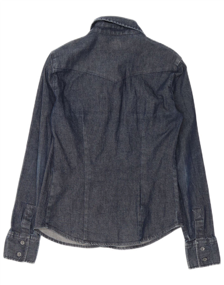 CALVIN KLEIN JEANS Camicia di jeans da donna UK 12 Medio Blu Navy Cotone