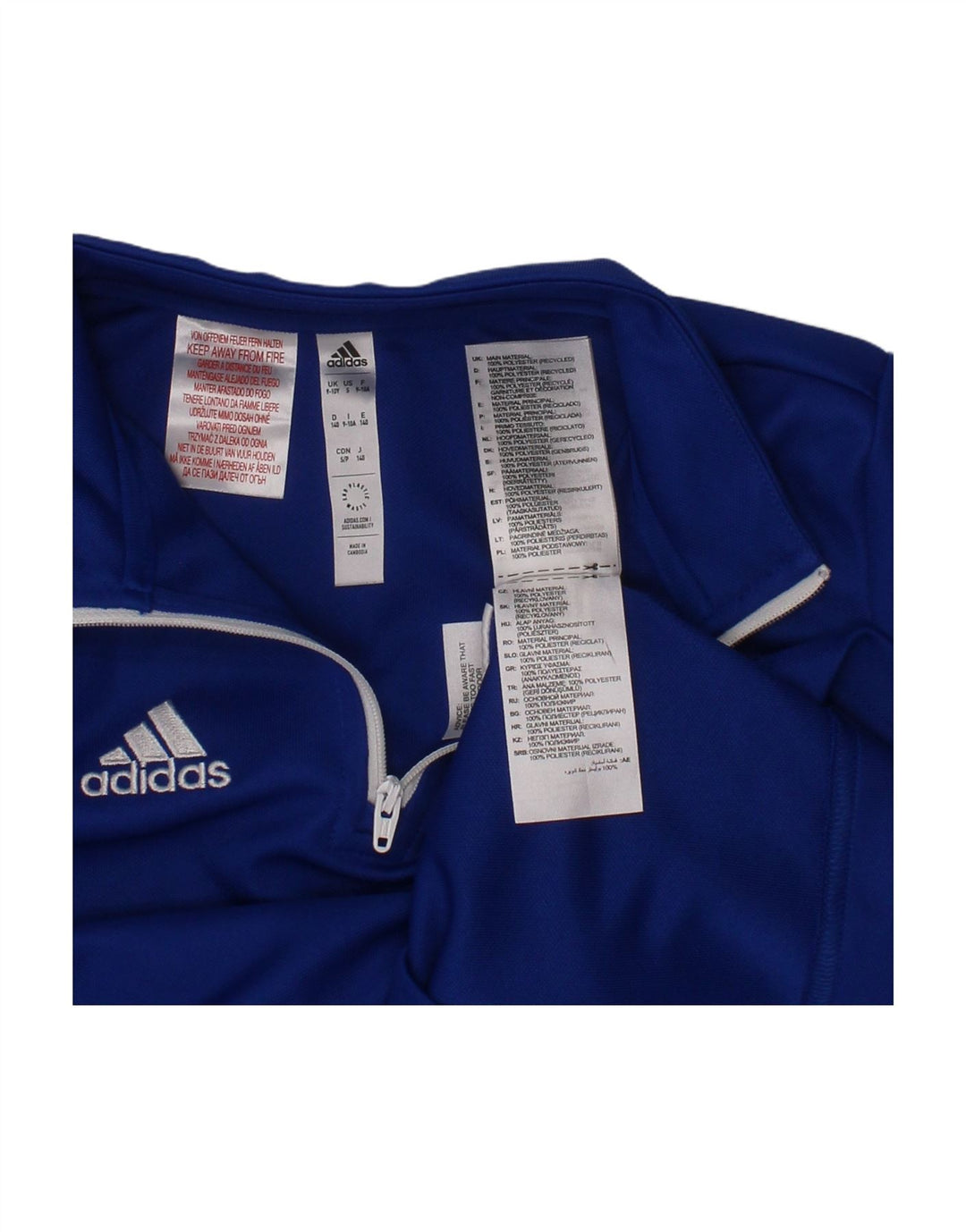 ADIDAS Boys Aeroready Zip Neck Pullover Tracksuit Top 9-10 Years Blue
