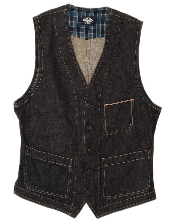 Gilet di jeans vintage da uomo piccolo blu navy