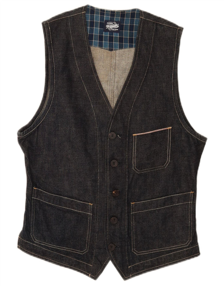 Gilet di jeans vintage da uomo piccolo blu navy