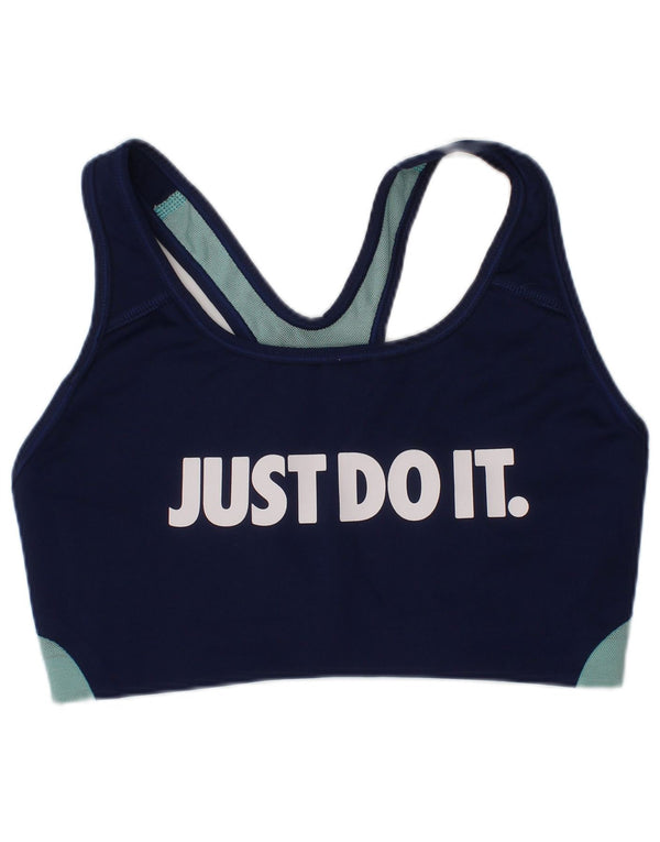 Nike Donna Dri Fit Graphic Sport Bra Canotta Top Small Blu Navy Sport
