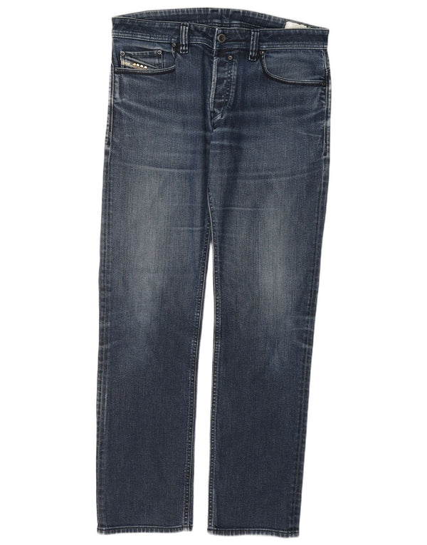 Jeans dritti da uomo Diesel W34 L33 in cotone blu