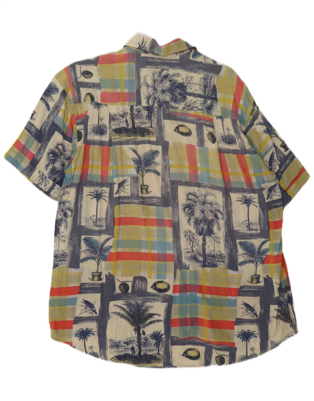 Camicia vintage da uomo a maniche corte grande patchwork multicolore