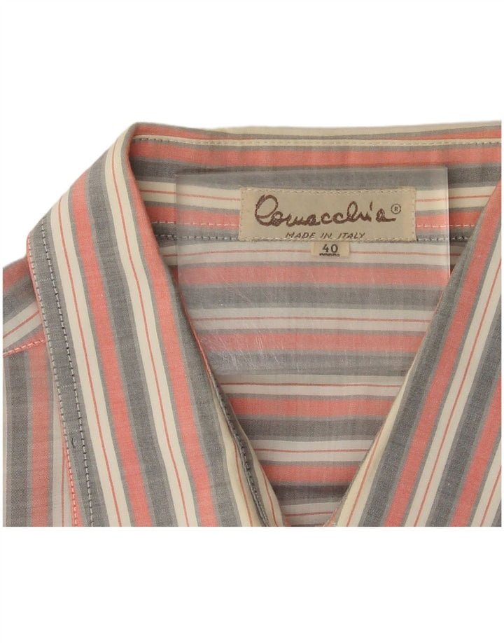 Camicia vintage da uomo taglia 40 a righe rosa medio