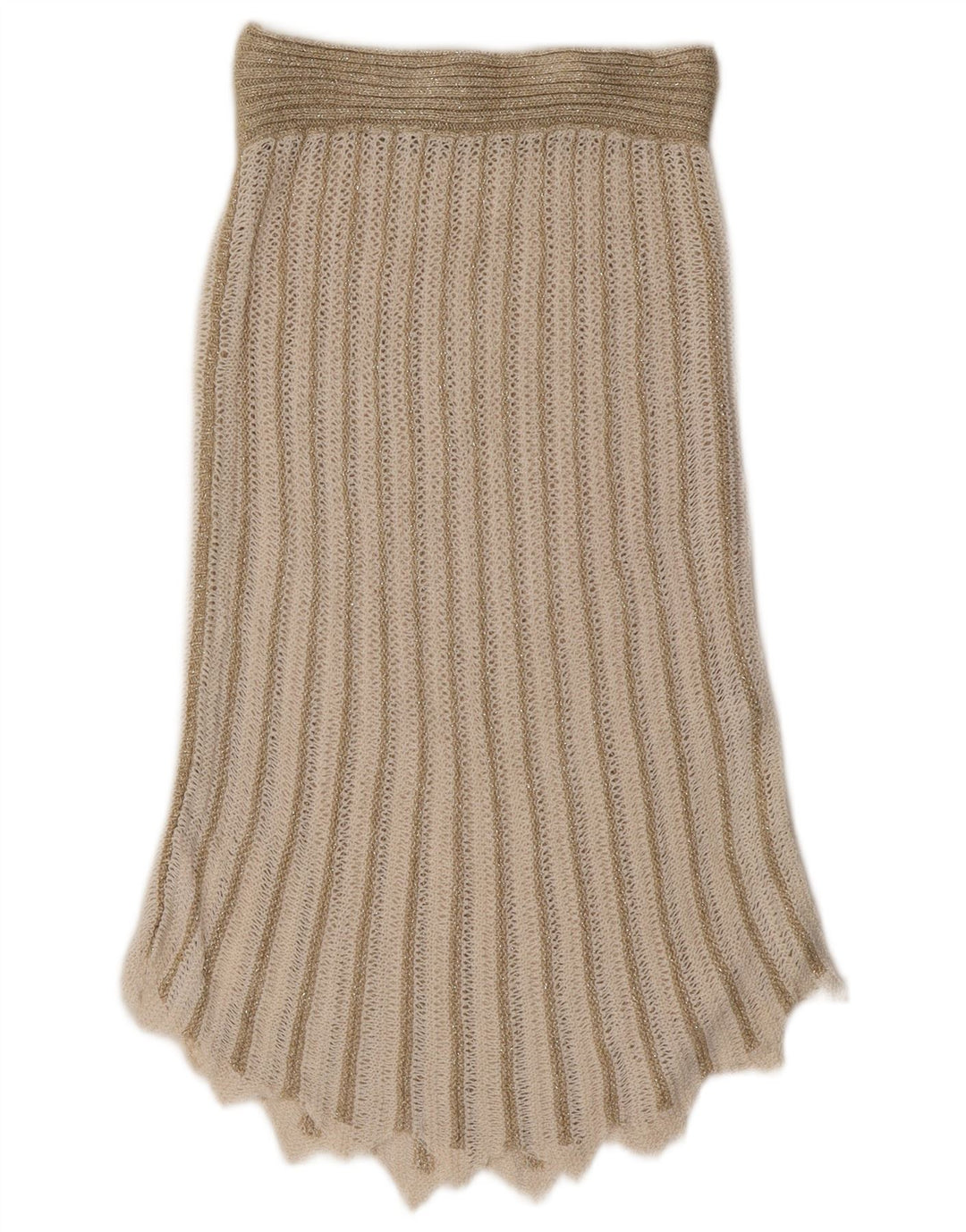 Set gonna vintage da donna in 2 pezzi UK 8 piccolo W26 acrilico a strisce beige