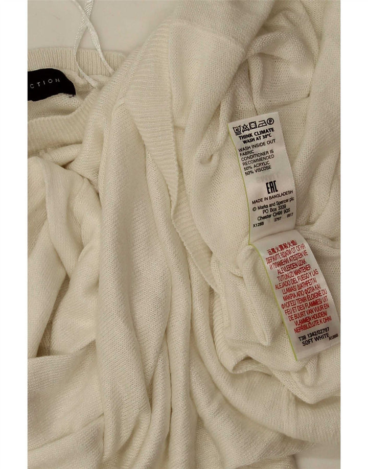 Maglione maglione girocollo oversize da donna Marks & Spencer UK 10 piccolo bianco