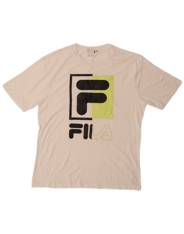 T-shirt grafica da uomo Fila Top in cotone bianco medio