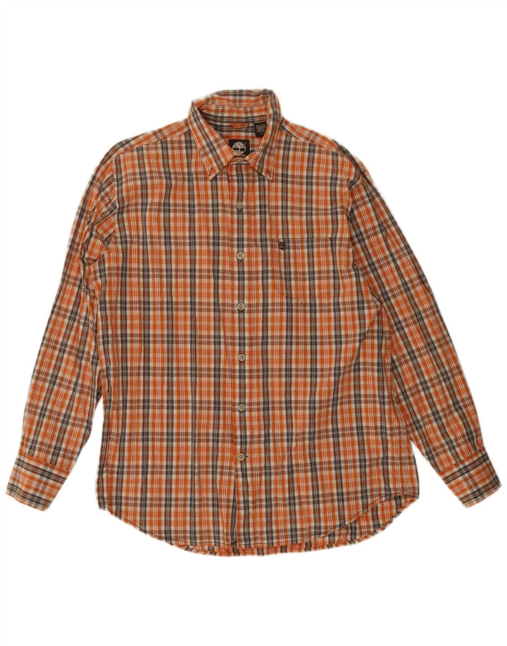 Camicia da uomo Timberland Large in cotone a quadri arancioni
