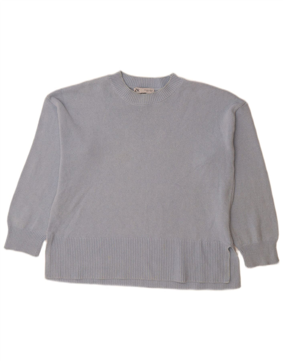 Maglione maglione girocollo oversize da donna Zara UK 14 Cotone blu medio