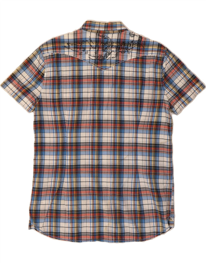 LEE Mens Short Sleeve Flannel Shirt XL Blue Check Cotton Vintage Lee and Second-Hand Lee from Messina Hembry 