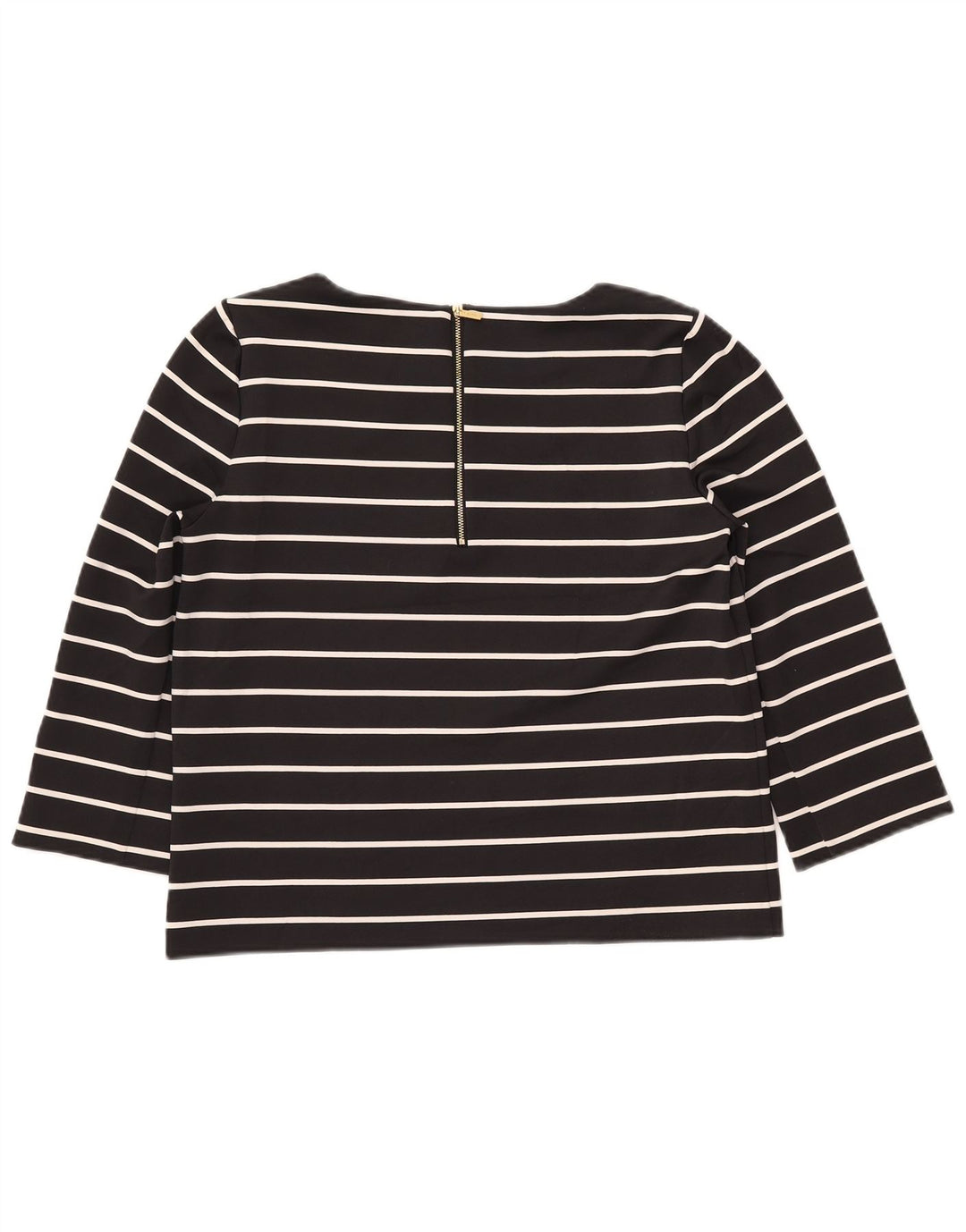 CALVIN KLEIN Top da donna manica 3/4 UK 14 Poliestere a righe nere medie