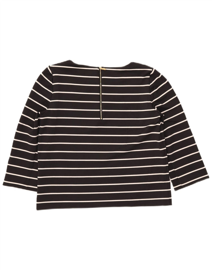 CALVIN KLEIN Top da donna manica 3/4 UK 14 Poliestere a righe nere medie