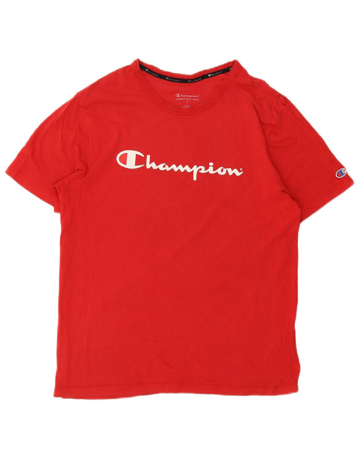 T-shirt grafica da uomo Champion Top in cotone rosso medio