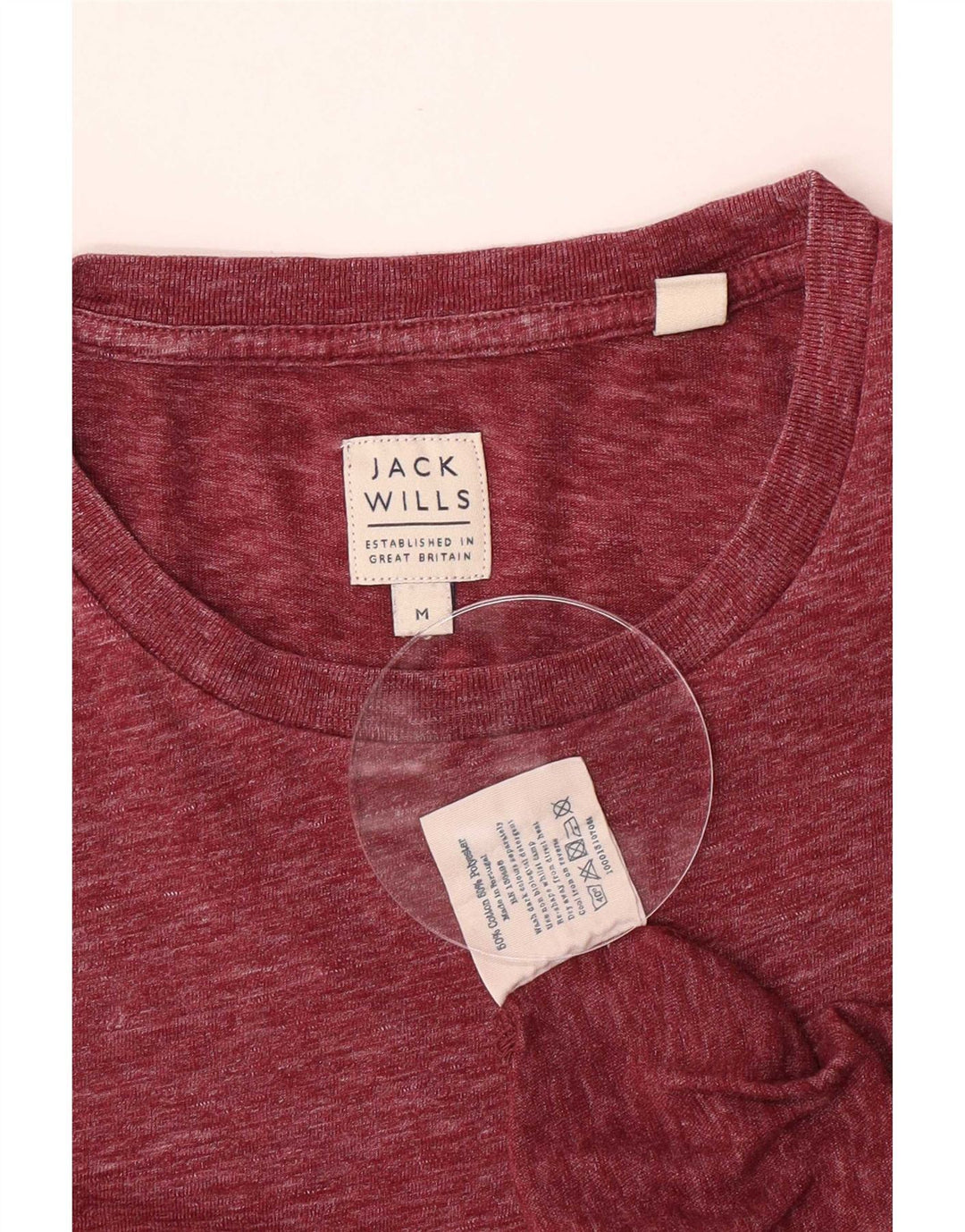 T-shirt da uomo Jack Wills Top in cotone screziato bordeaux medio