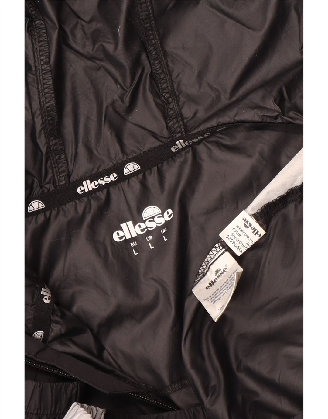 ELLESSE Giacca anorak da uomo con cappuccio grafico UK 40 Large Black Colourblock