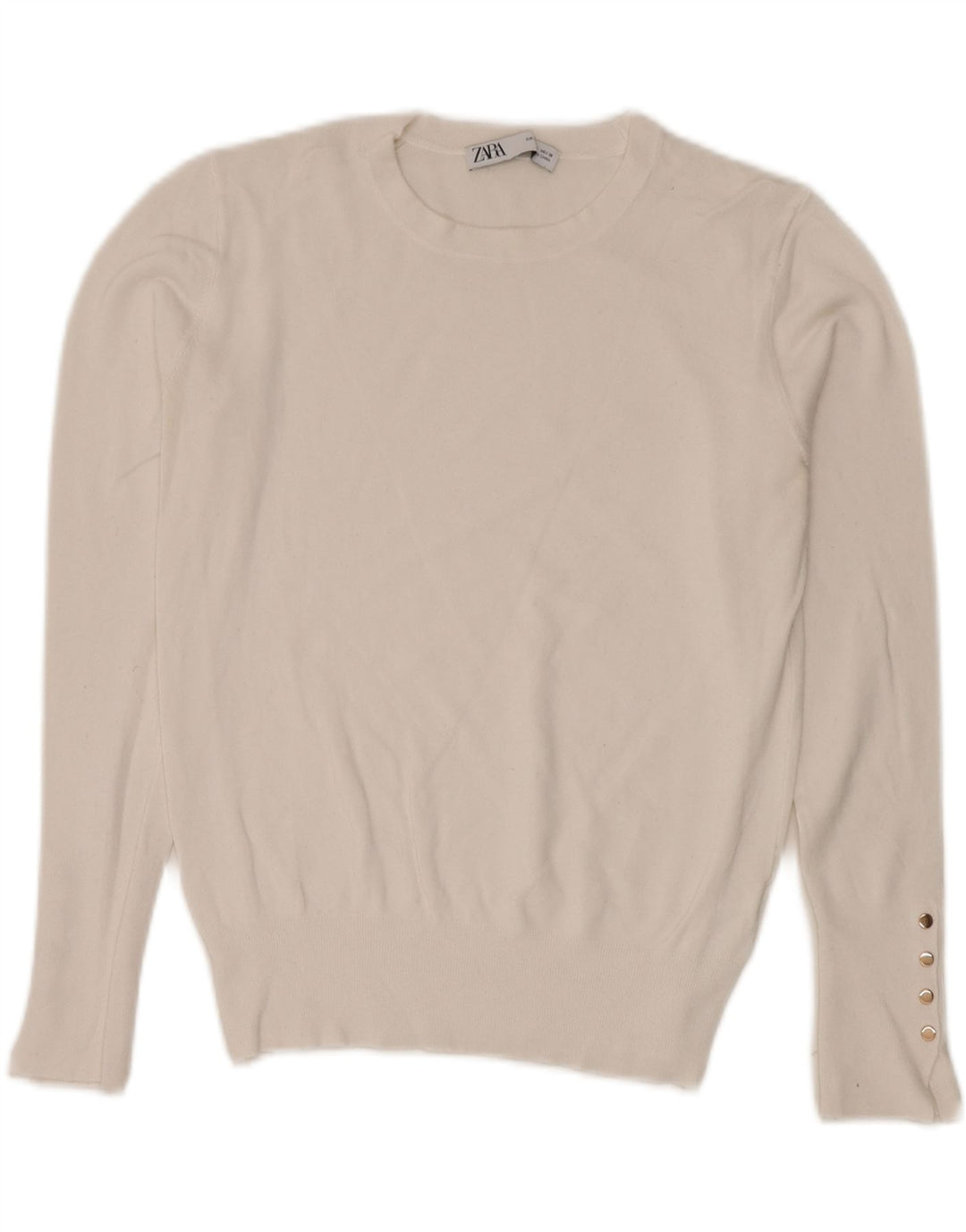 Maglione maglione girocollo da donna Zara UK 14 grande viscosa bianca