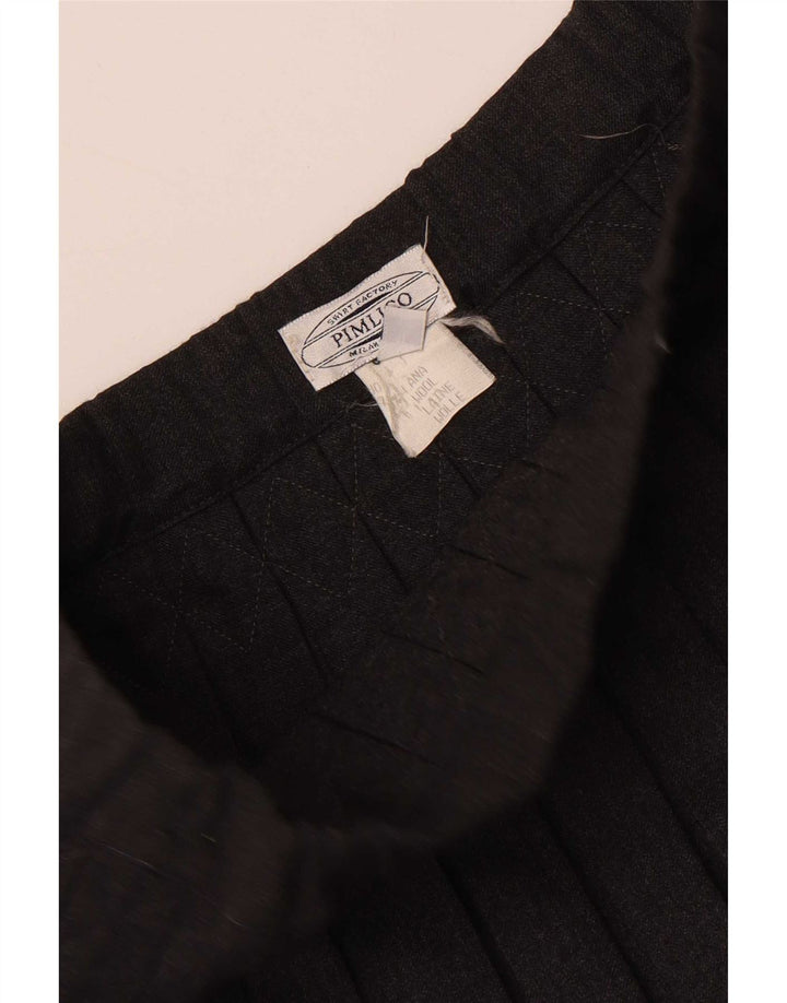 Gonna a pieghe vintage da donna IT 42 media W30 lana grigia