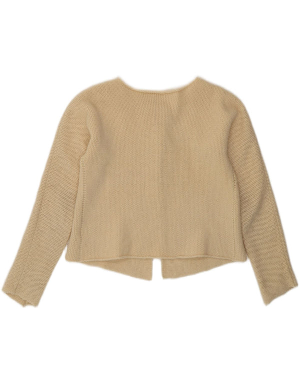 Maglione cardigan corto da donna Dkny UK 14 Lana d'agnello beige grande