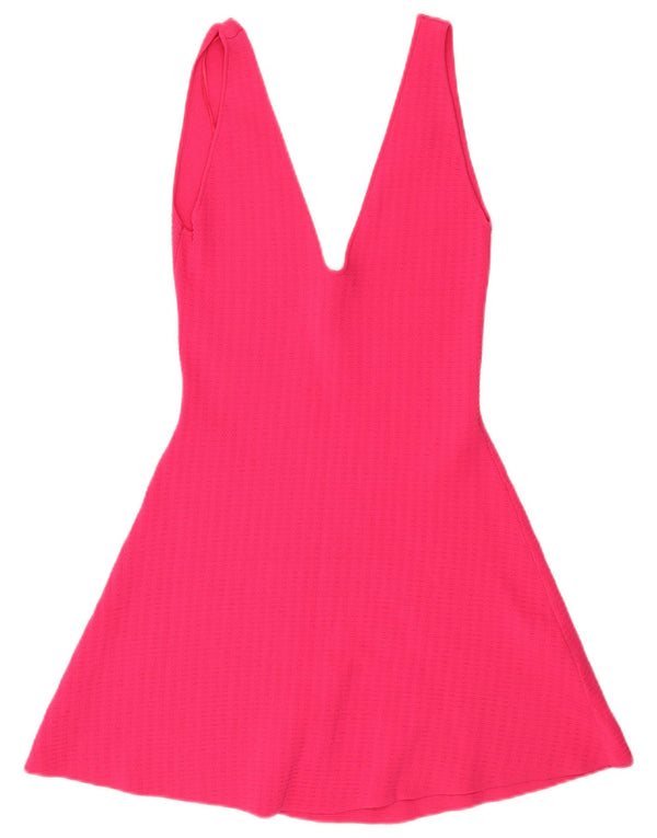 Abito a trapezio senza maniche da donna Zara UK 12 Viscosa rosa medio