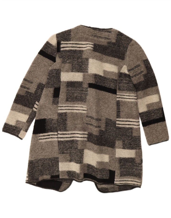 Maglione cardigan lungo da donna Marks & Spencer UK 12 grigio medio a quadri