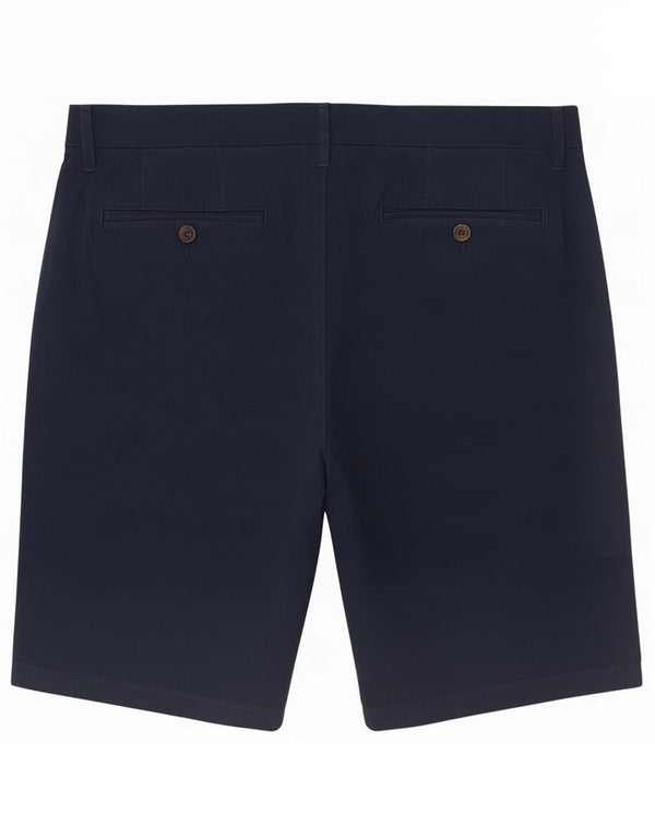 Marks & Spencer Mens Chino Shorts Large W34 Navy Blue Check Cotton