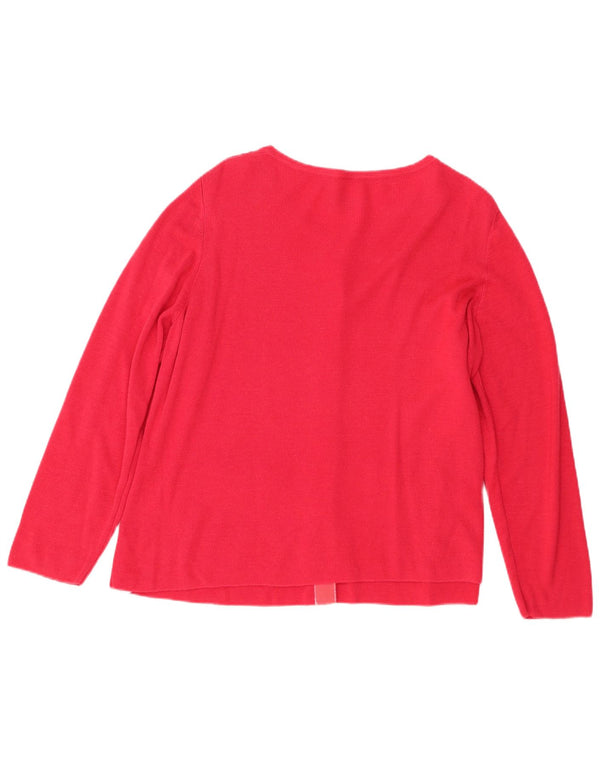 Luisa Spagnoli maglione cardigan da donna UK 18 XL lana vergine rosa