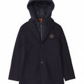 TED BAKER Boys Hooded Overcoat 9-10 Years Navy Blue Polyester