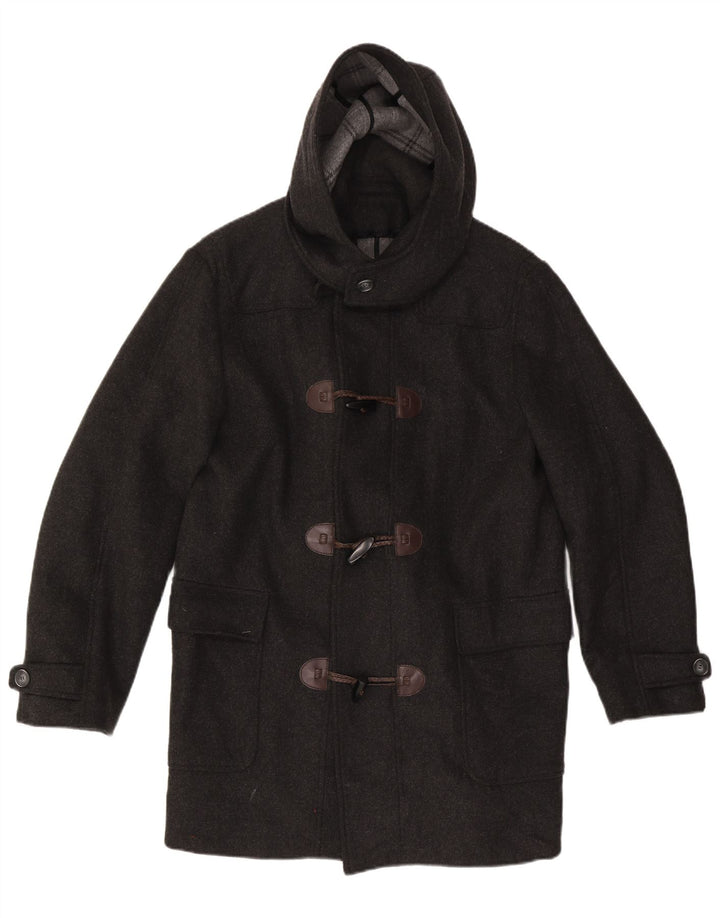 Montgomery vintage da uomo con cappuccio IT 50 Large in lana vergine grigia