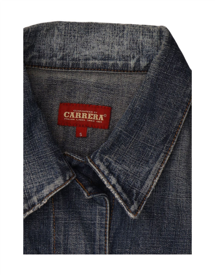 CARRERA Womens Crop Denim Jacket UK 10 Small Navy Blue Vintage Carrera and Second-Hand Carrera from Messina Hembry 