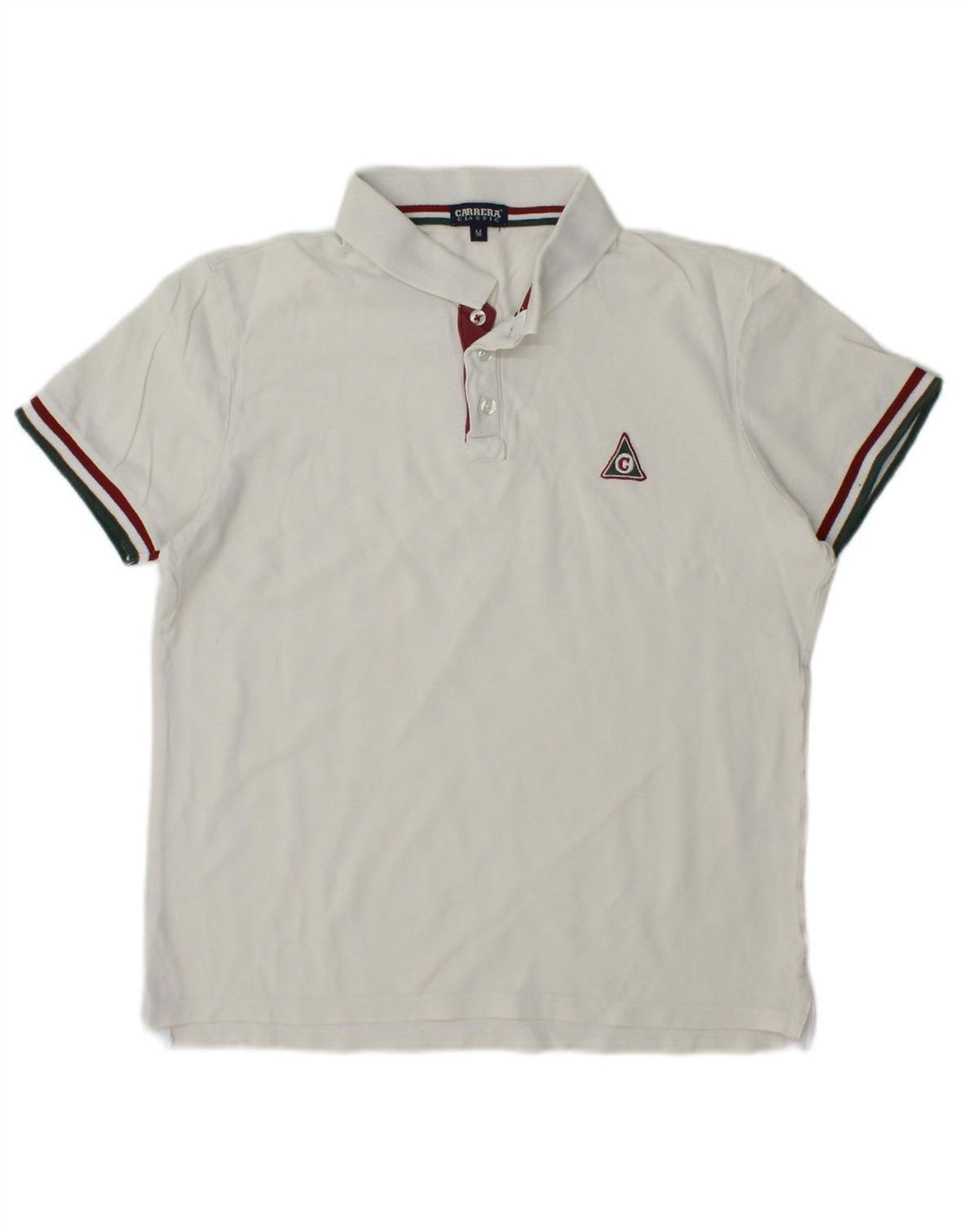 CARRERA Mens Classic Fit Polo Shirt Medium White Cotton