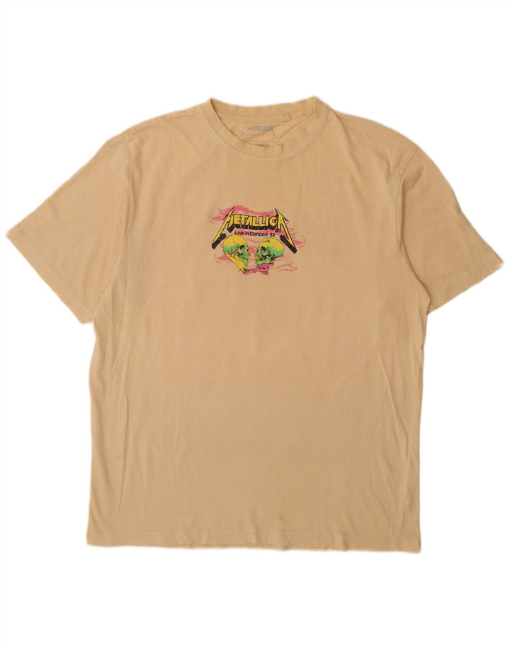 T-shirt grafica da uomo Pull & Bear Metallica in cotone giallo medio