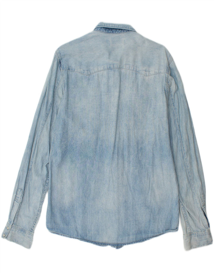 VINTAGE Mens Denim Shirt Medium Blue Cotton Vintage Vintage and Second-Hand Vintage from Messina Hembry 