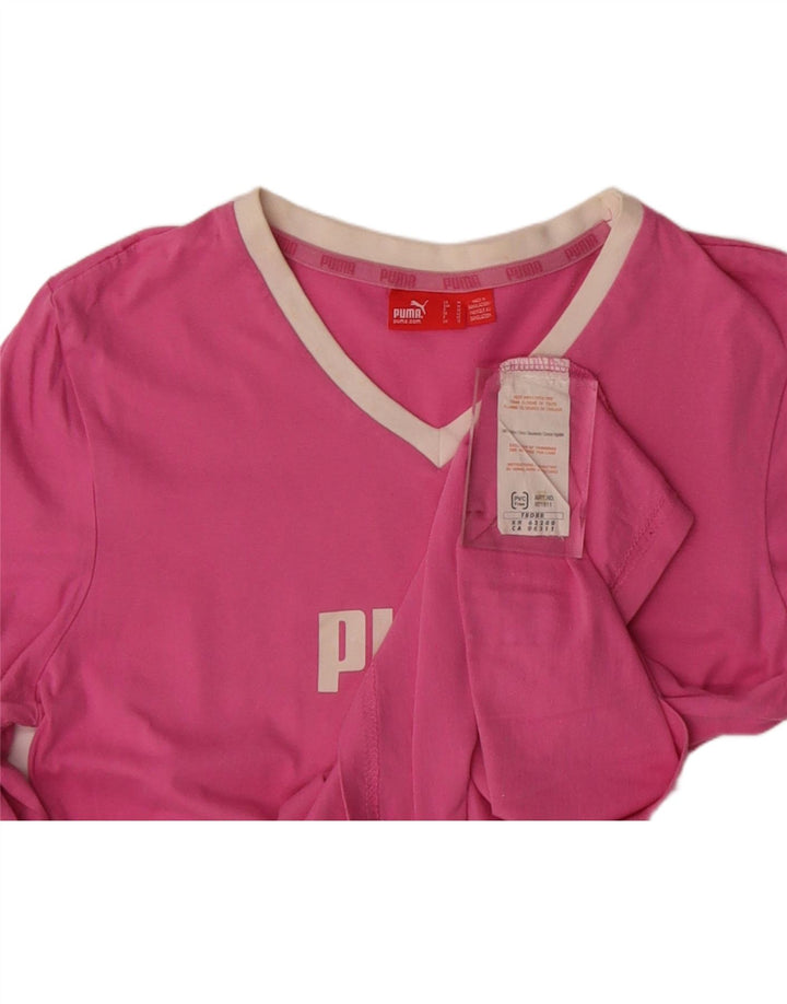 PUMA Womens Graphic Top Long Sleeve UK 12 Medium Pink Cotton Vintage Puma and Second-Hand Puma from Messina Hembry 