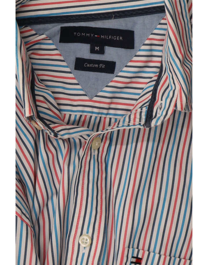 TOMMY HILFIGER Mens Custom Fit Shirt Medium Multicoloured Striped Cotton Vintage Tommy Hilfiger and Second-Hand Tommy Hilfiger from Messina Hembry 