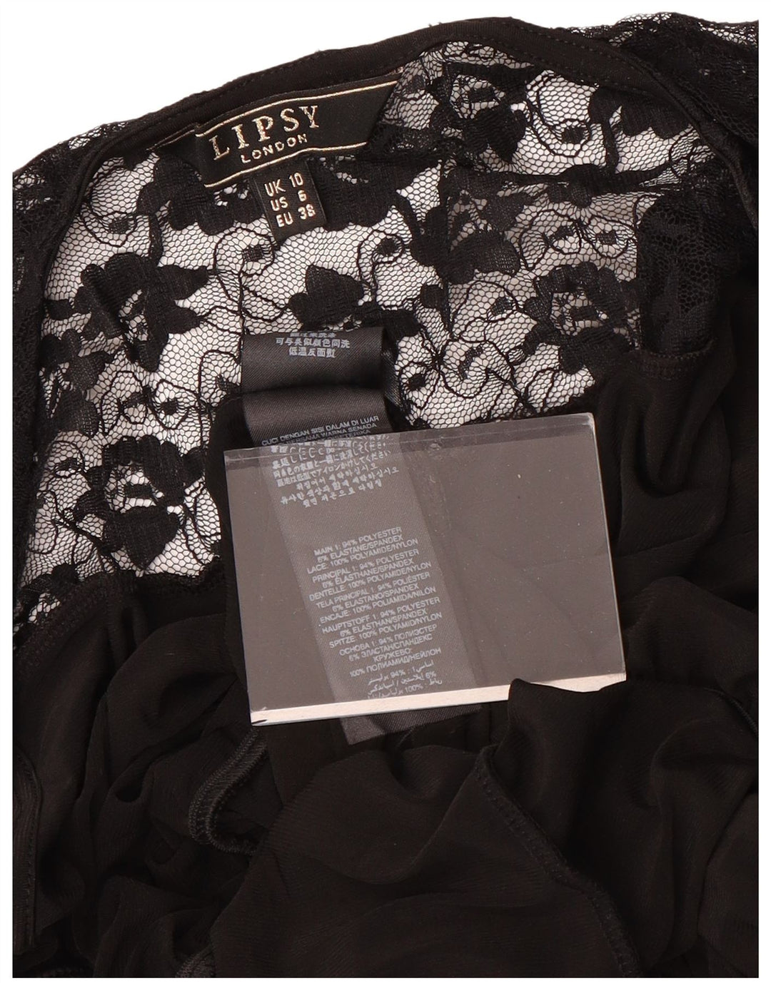 Tuta a maniche corte da donna Lipsy UK 10 piccola poliestere nera