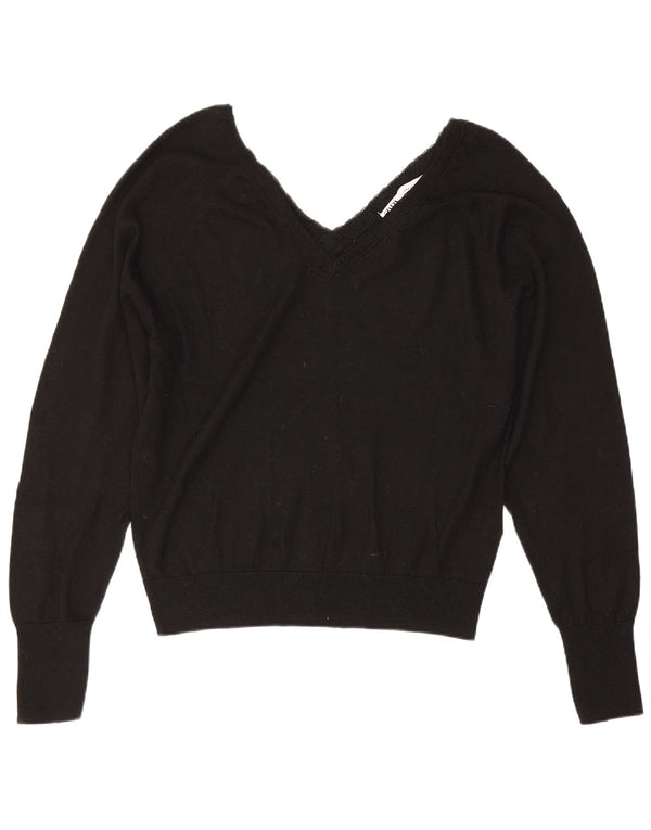 Maglione Zara da donna con scollo a V UK 10 piccolo Lyocell nero