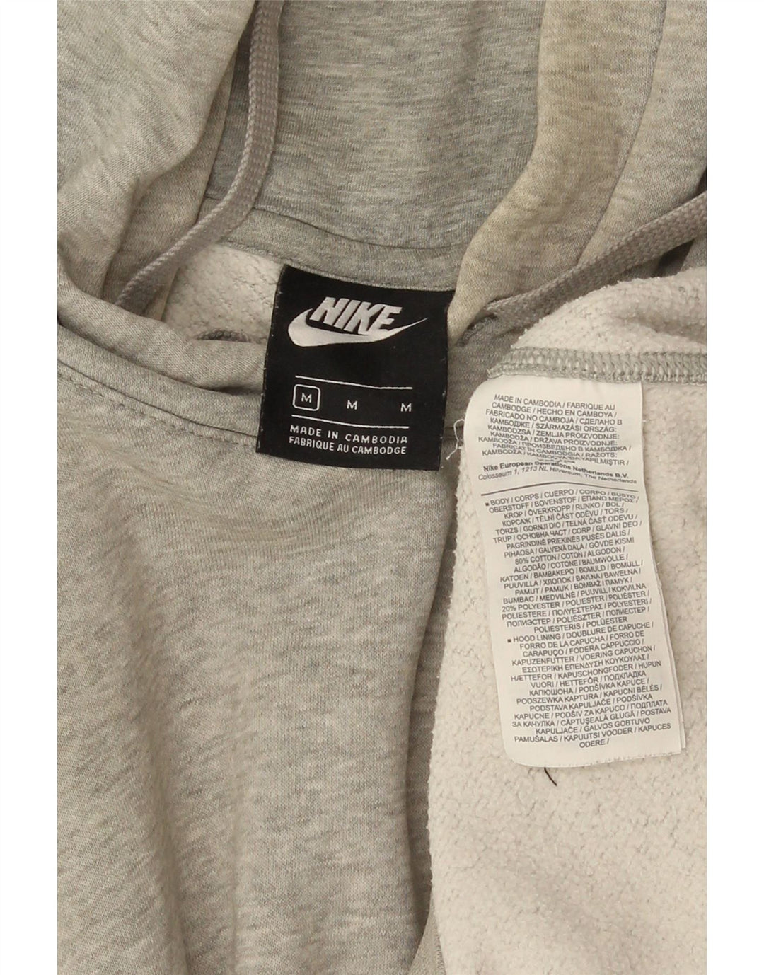 Felpa con cappuccio da uomo Nike in cotone mélange grigio medio