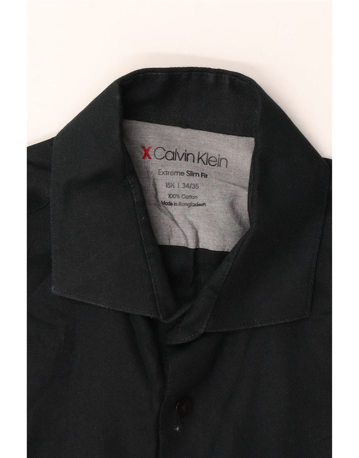 Camicia da uomo extra slim fit Calvin Klein taglia 15 1/2 media cotone nero