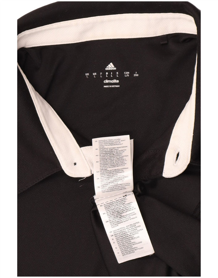 Polo Adidas Climalite da uomo grande in poliestere nero