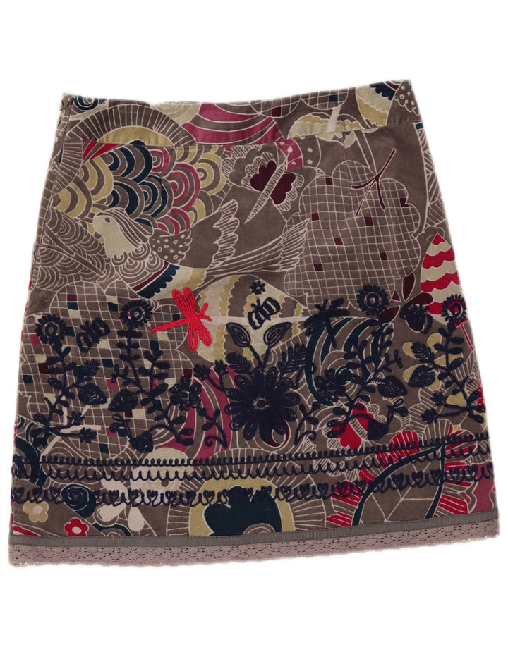 Minigonna in velluto da donna White Stuff UK 12 media W33 cotone floreale grigio