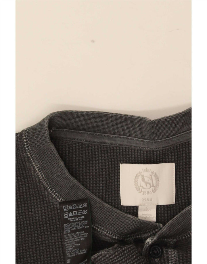 Marks & Spencer Top da uomo a maniche lunghe grande in cotone grigio