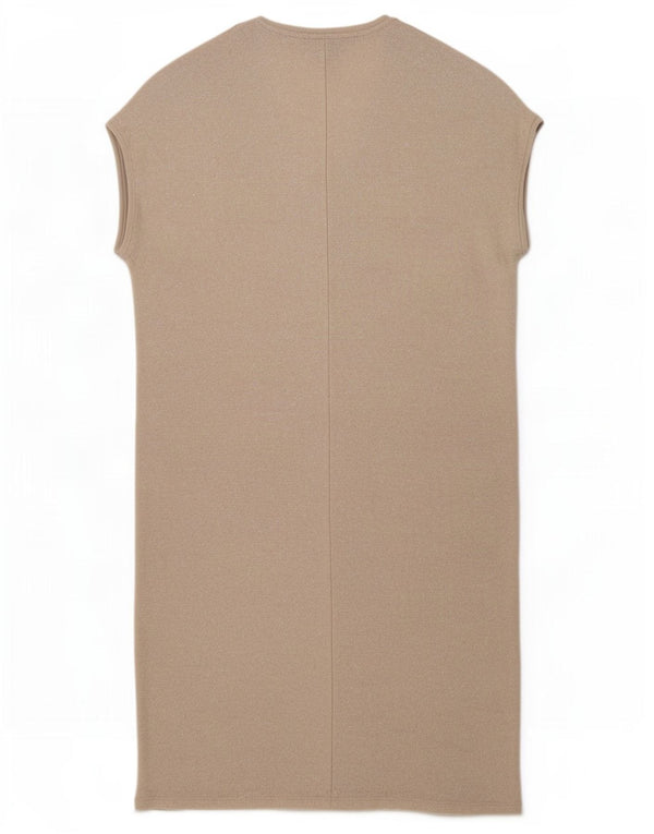 Abito maglione oversize senza maniche da donna Zara UK 12 Poliestere beige medio