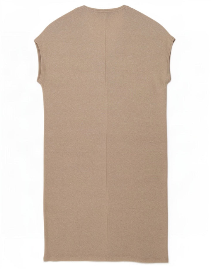 Abito maglione oversize senza maniche da donna Zara UK 12 Poliestere beige medio