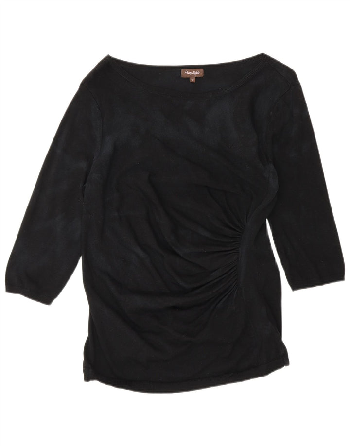 Top da donna Phase Eight manica 3/4 UK 12 viscosa nera media
